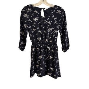 Abercrombie Kids Black Long Sleeve Floral Dress Girls Size 11/12